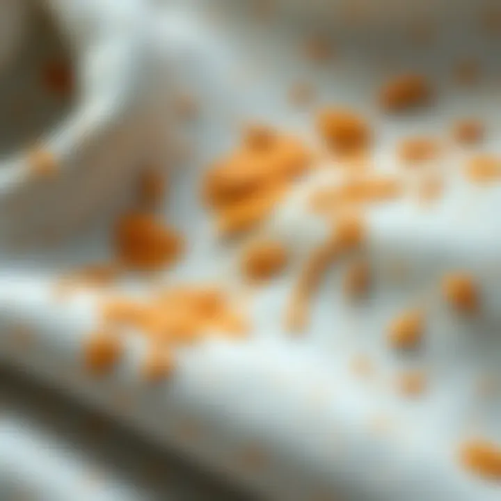 Close-up of fabric with dried glue residue