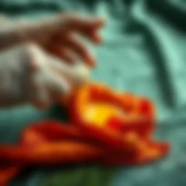 Application of a solvent on fabric