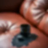 Leather sofa with ink stain