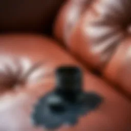 Leather sofa with ink stain