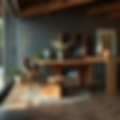 An elegant wooden table showcasing unique craftsmanship.