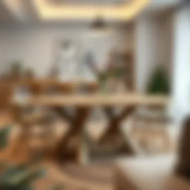 Finished Custom Table Finished custom table in a stylish interior setting.