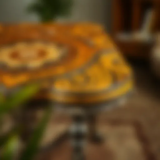 A beautifully crafted wooden table showcasing intricate design details