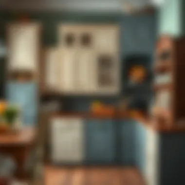 A collection of painted cabinets displaying different techniques and styles.