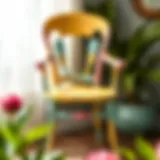 A beautifully painted vintage chair showcasing a bright color palette.