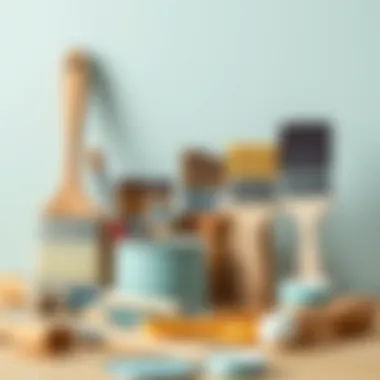 Brushes and tools arranged neatly for painting