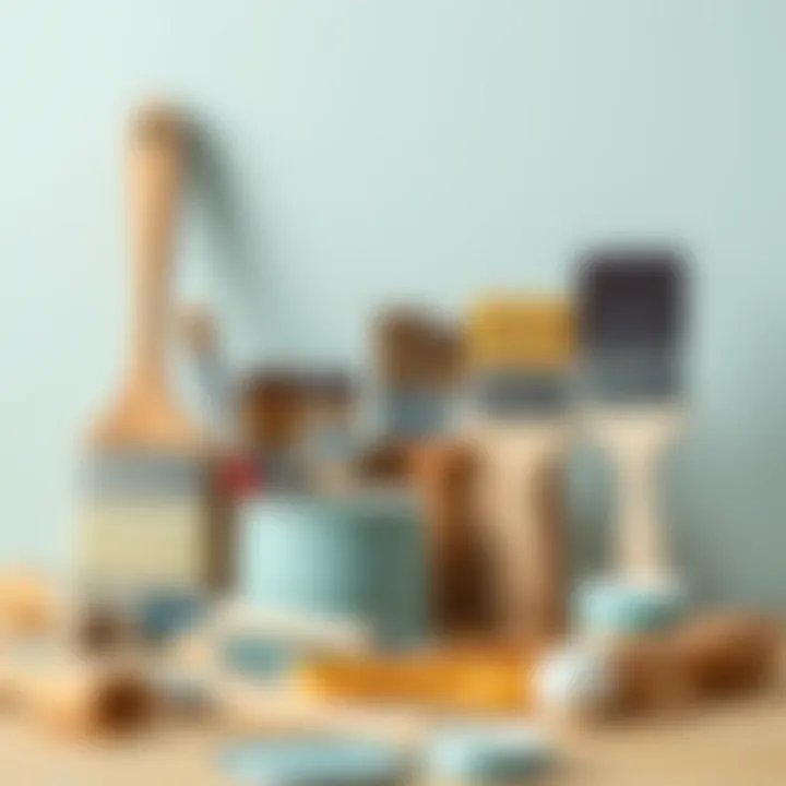 Brushes and tools arranged neatly for painting