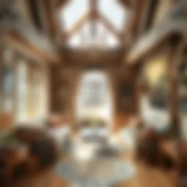 Charming rustic living room with wooden beams and cozy furnishings