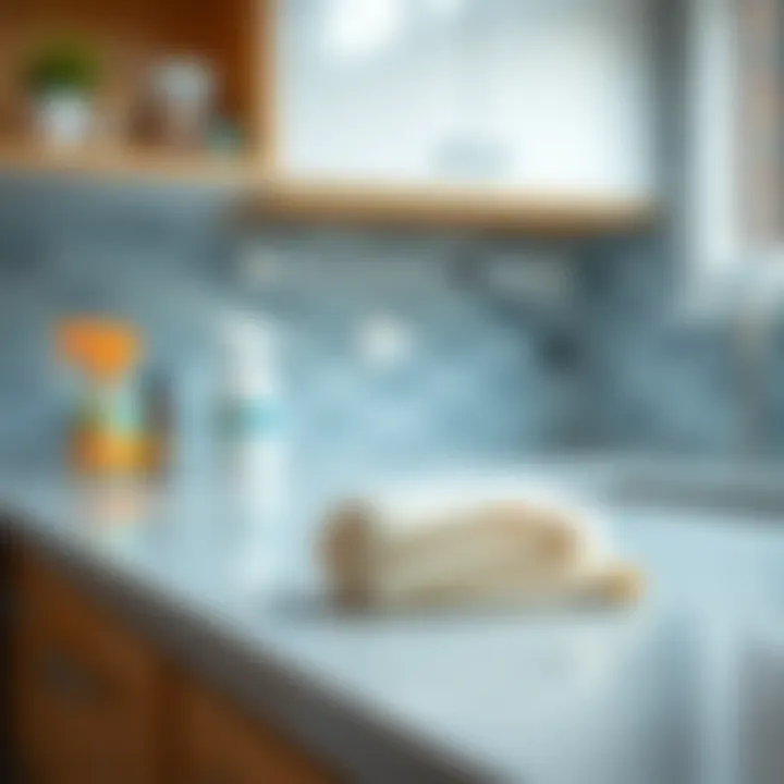 Showcasing a Clean Kitchen Surface A sanitized kitchen surface showcasing cleanliness