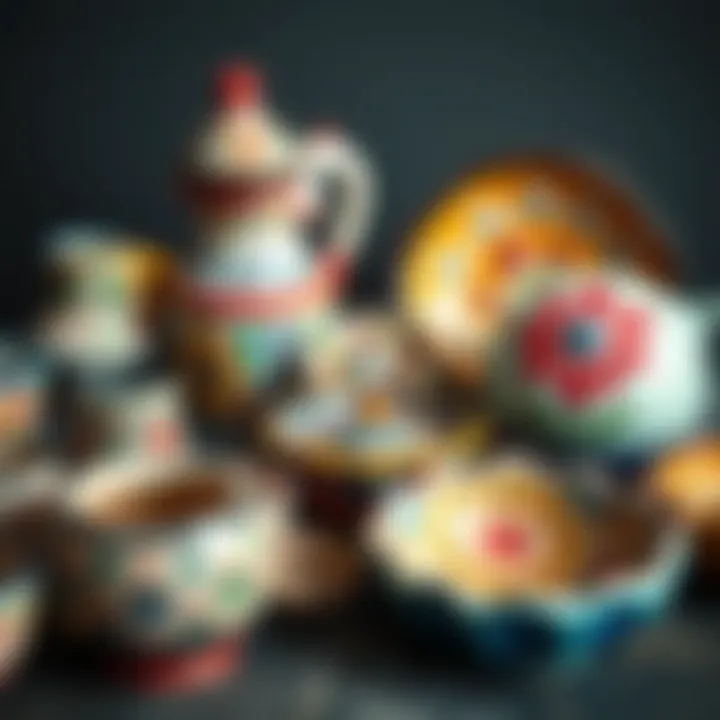 Colorful ceramic pieces showcasing artistic designs
