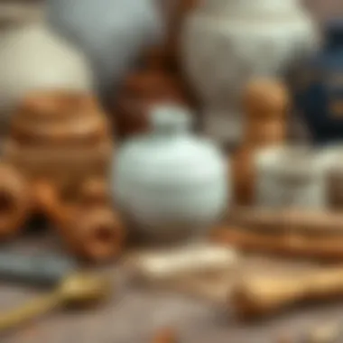 Different tools used in ceramic crafting