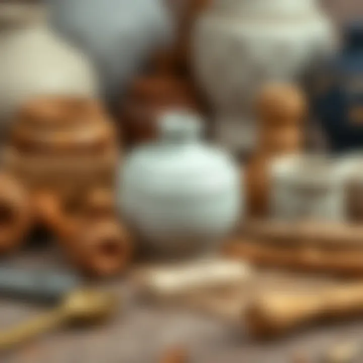 Different tools used in ceramic crafting