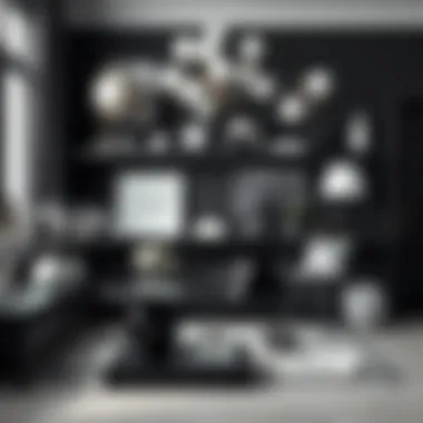 Stylish accessories enhancing a black and white space