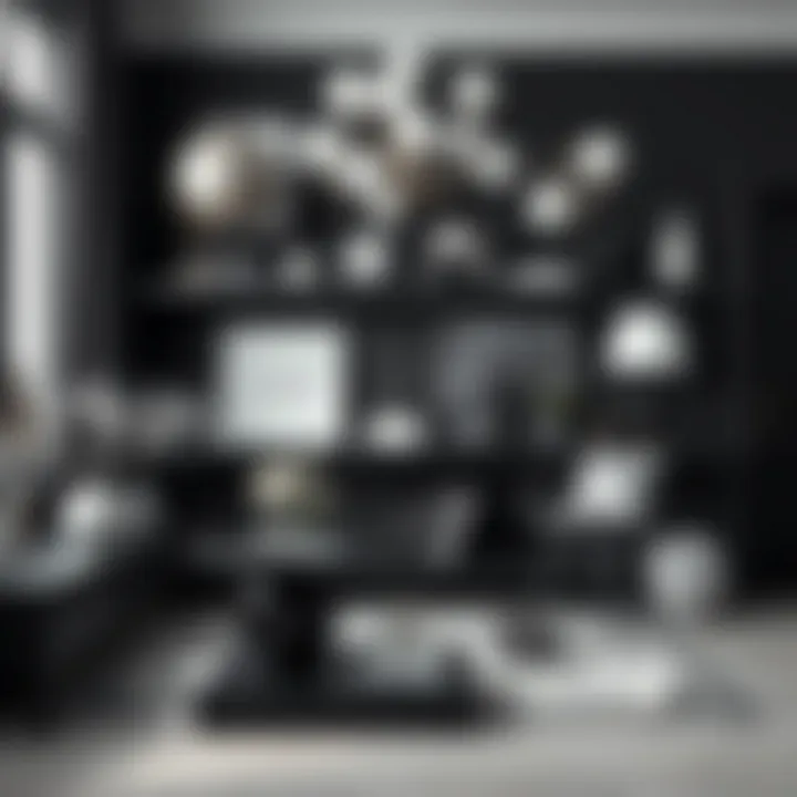 Stylish accessories enhancing a black and white space