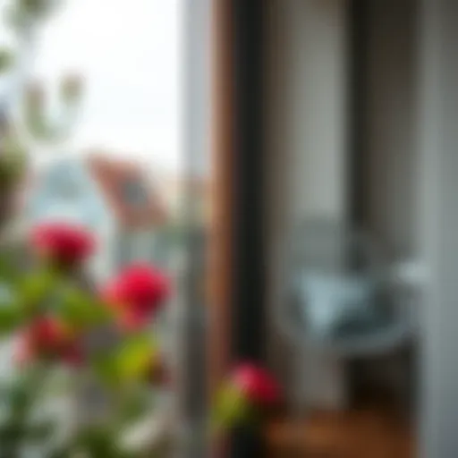 Elegant sliding mesh screen on a balcony