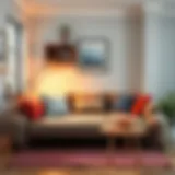 Stylish sofa bed in a small living room