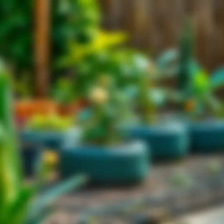 Sustainable gardening project using tire planters