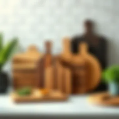 Various types of cutting boards showcasing different materials and sizes.