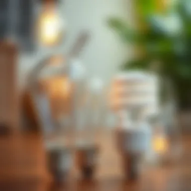 Comparison of traditional bulb and energy-saving bulb