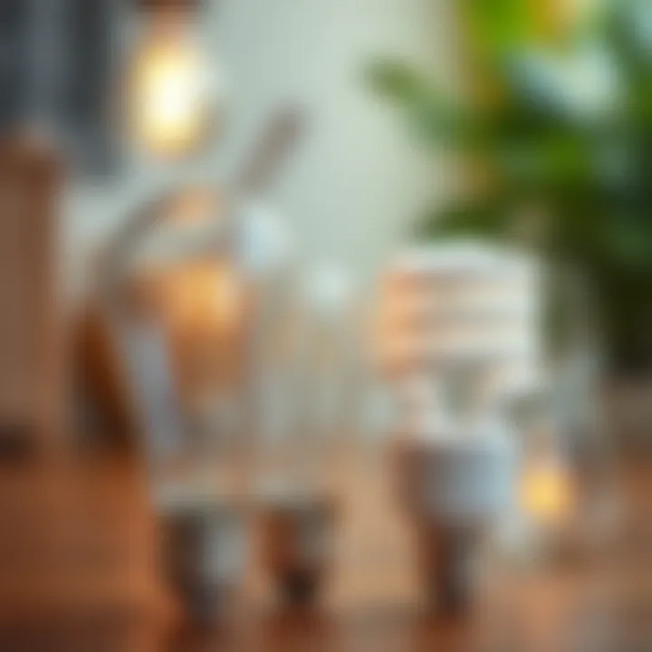 Comparison of traditional bulb and energy-saving bulb