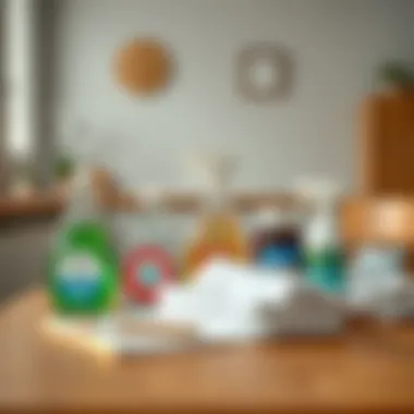 Cleaning materials placed on a table ready for use