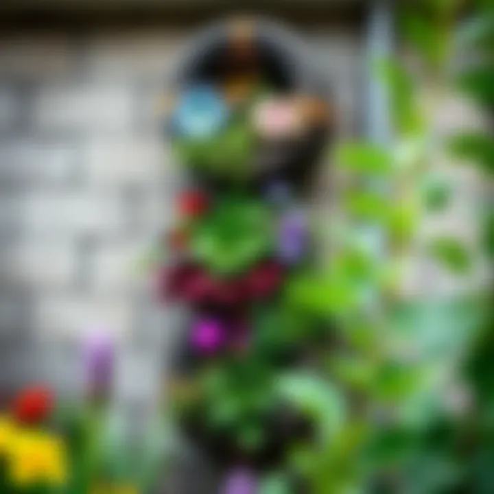 Unique vertical garden made from recycled tires