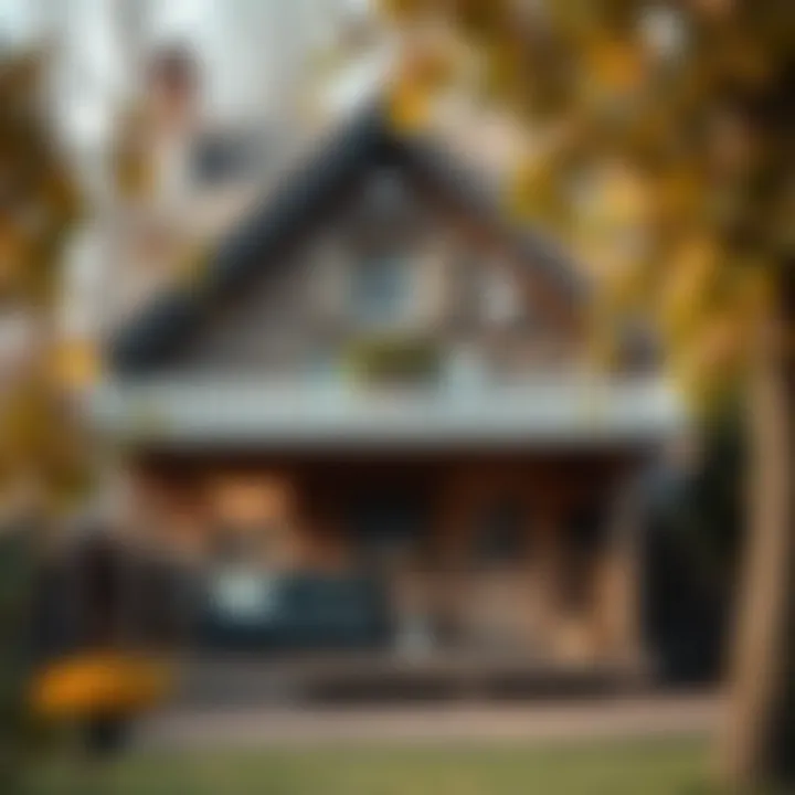 A cozy wooden house painted in earthy tones