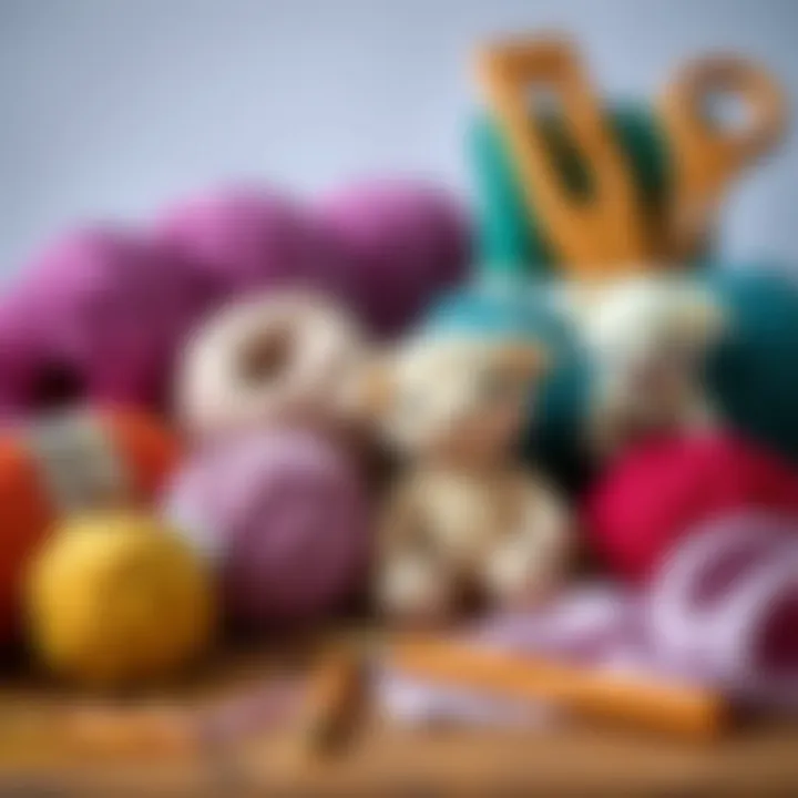 Essential Yarn and Tools for Crochet A selection of high-quality yarns and tools essential for crochet and amigurumi projects.