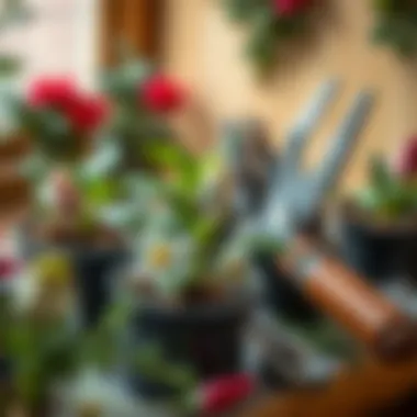 Methods of propagating Christmas flowers illustrated with tools